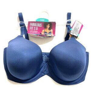 Maidenform Bra Womens 36DD Blue Fabulous Fit 2.0 T-Shirt Underwire Padded DM7543